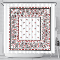 red and white bathroom decor
