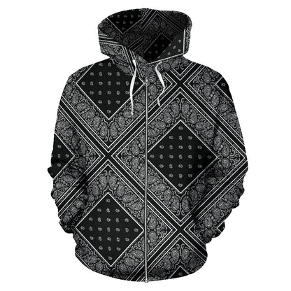 bandana zip up hoodie