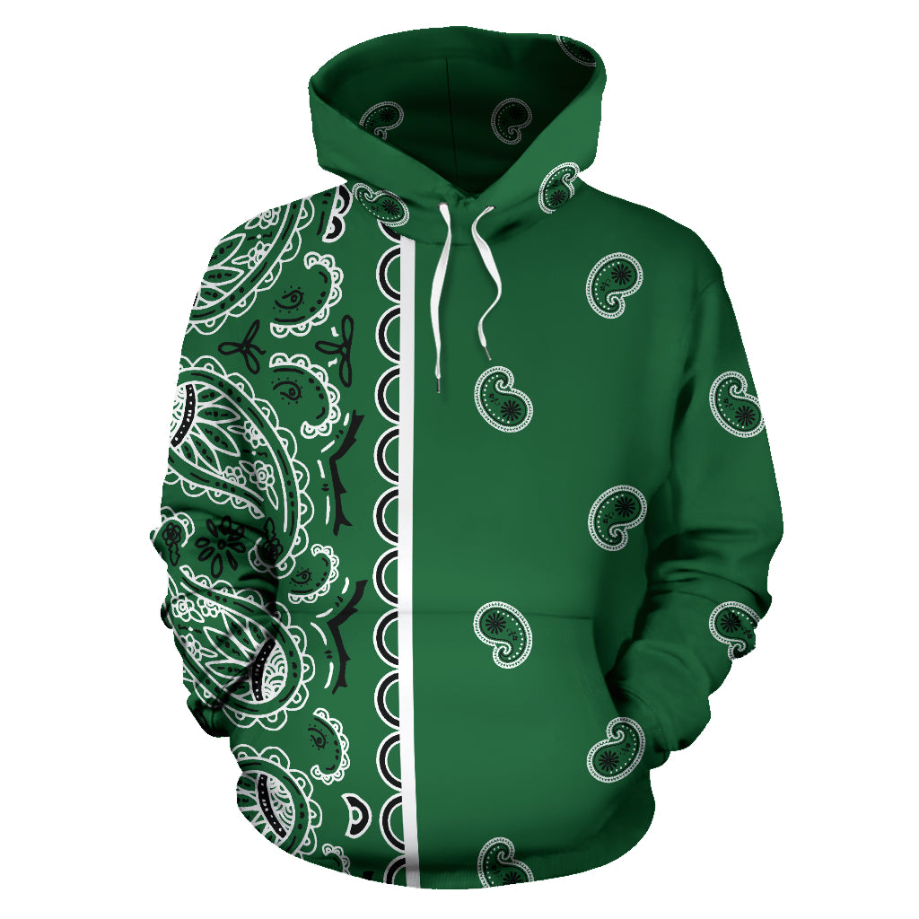 green bandana pullover hoodie front view