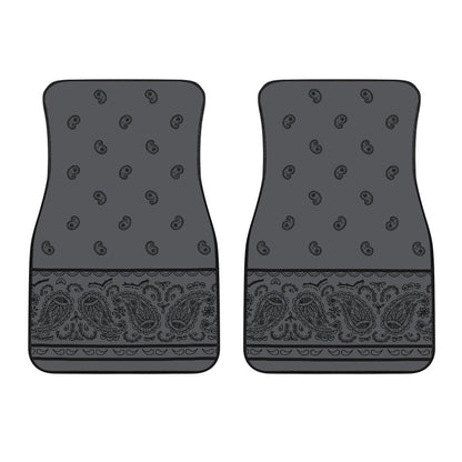 Dual Gray and Black Bandana Car Mats - Fancy