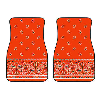 Dual Perfect Orange Bandana Car Mats - Fancy