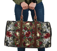 Skulls and Roses on Silver Travel Bag