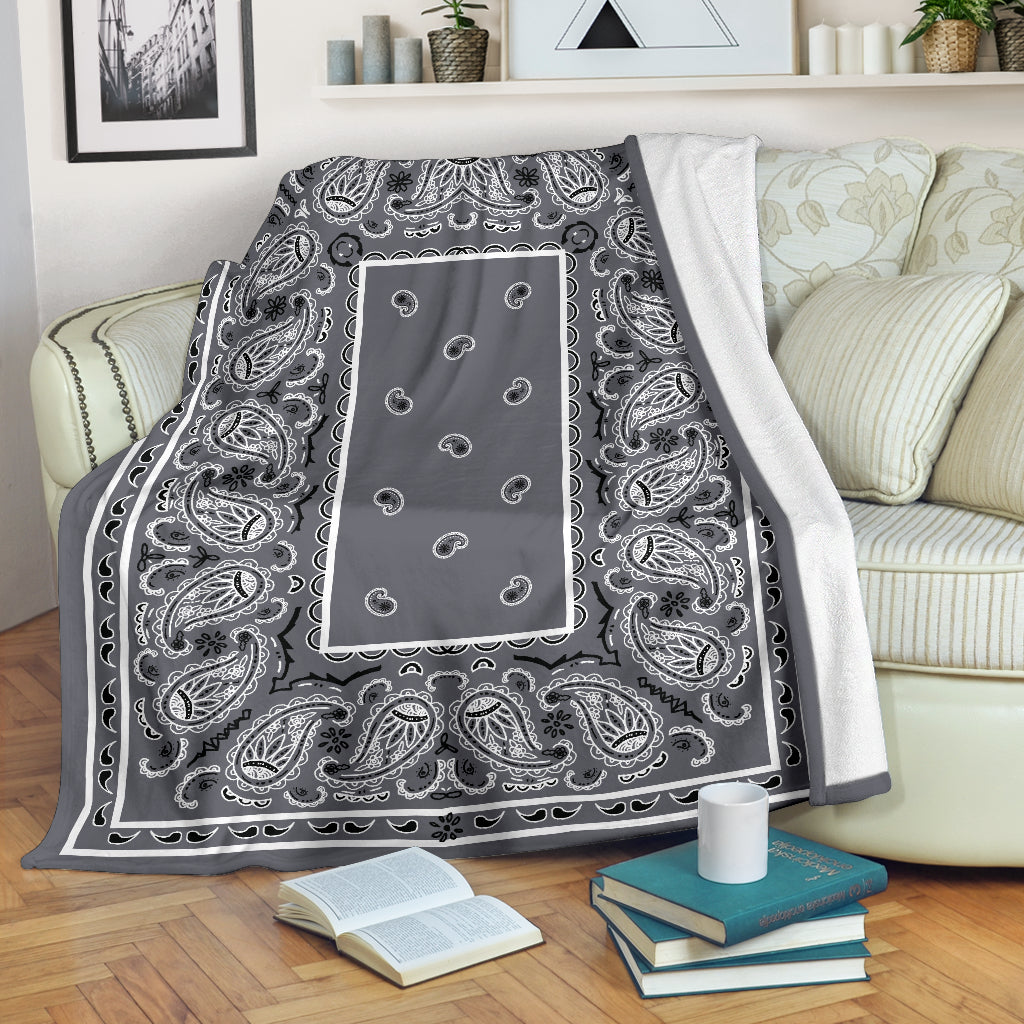 Gray Bandana Throw Blanket