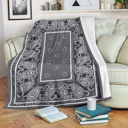 Gray Bandana Throw Blanket
