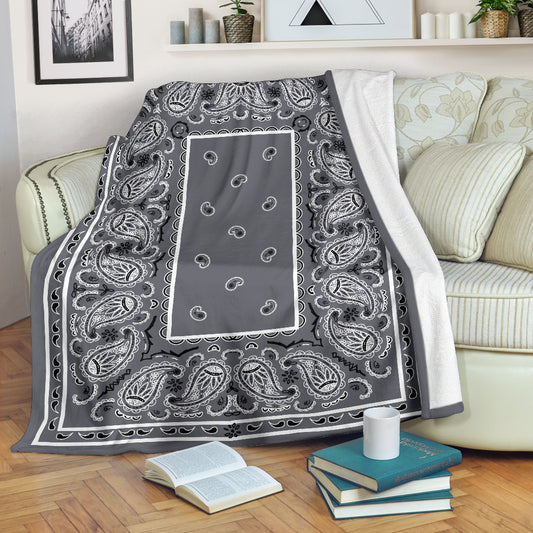 Gray Bandana Throw Blanket