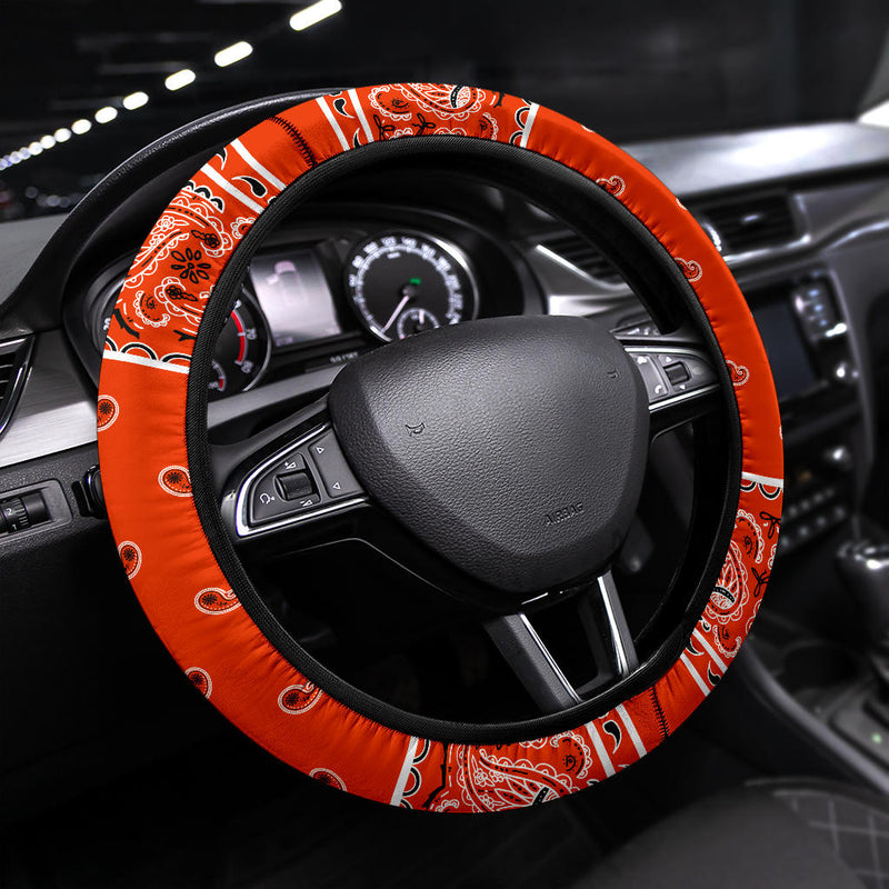 orange bandana car steering wheel cover