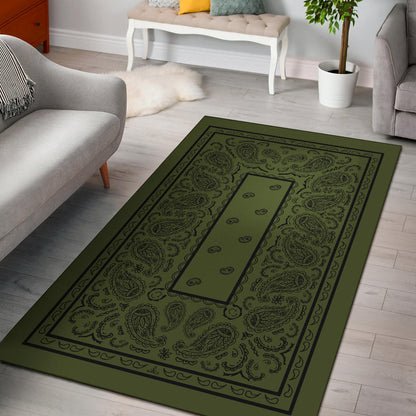 Army Green and Black Bandana Area Rugs - Fitted