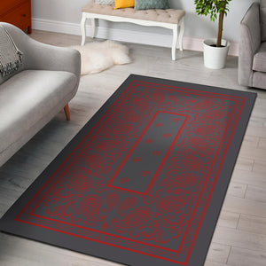 gray and red office decor rug
