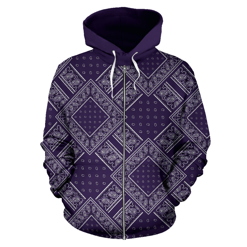 purple bandana zip up hoodie