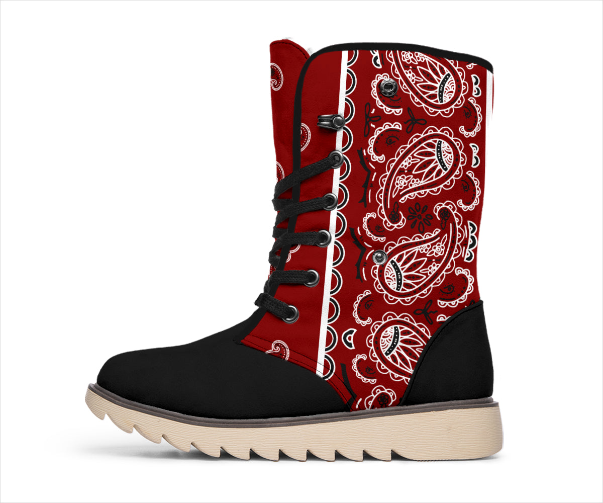Maroon Bandana Women's Winter Boots