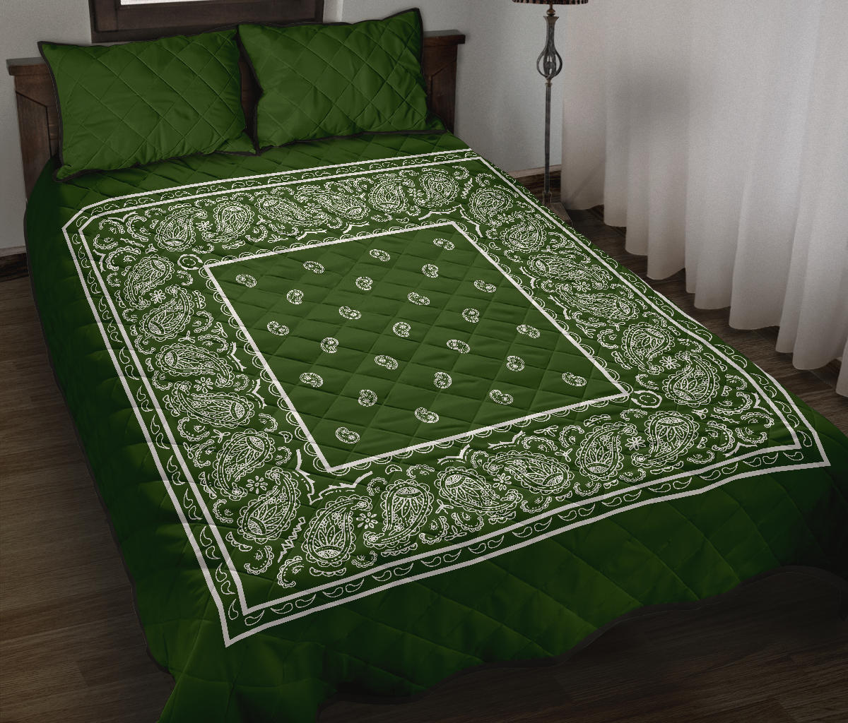 Quilt Set - Forest Green Bandana Quilt w/Shams