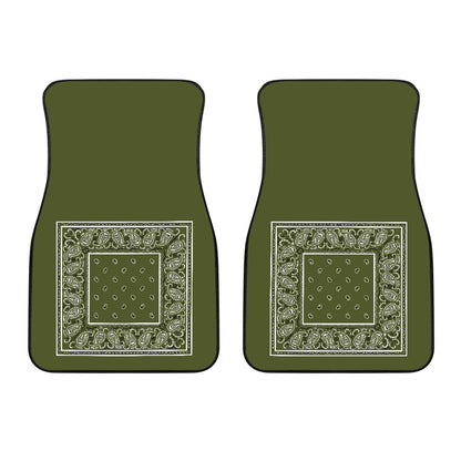Dual Army Green Bandana Car Mats - Minimal