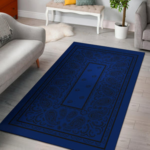 Blue and Black Bandana Area Rugs - Fitted