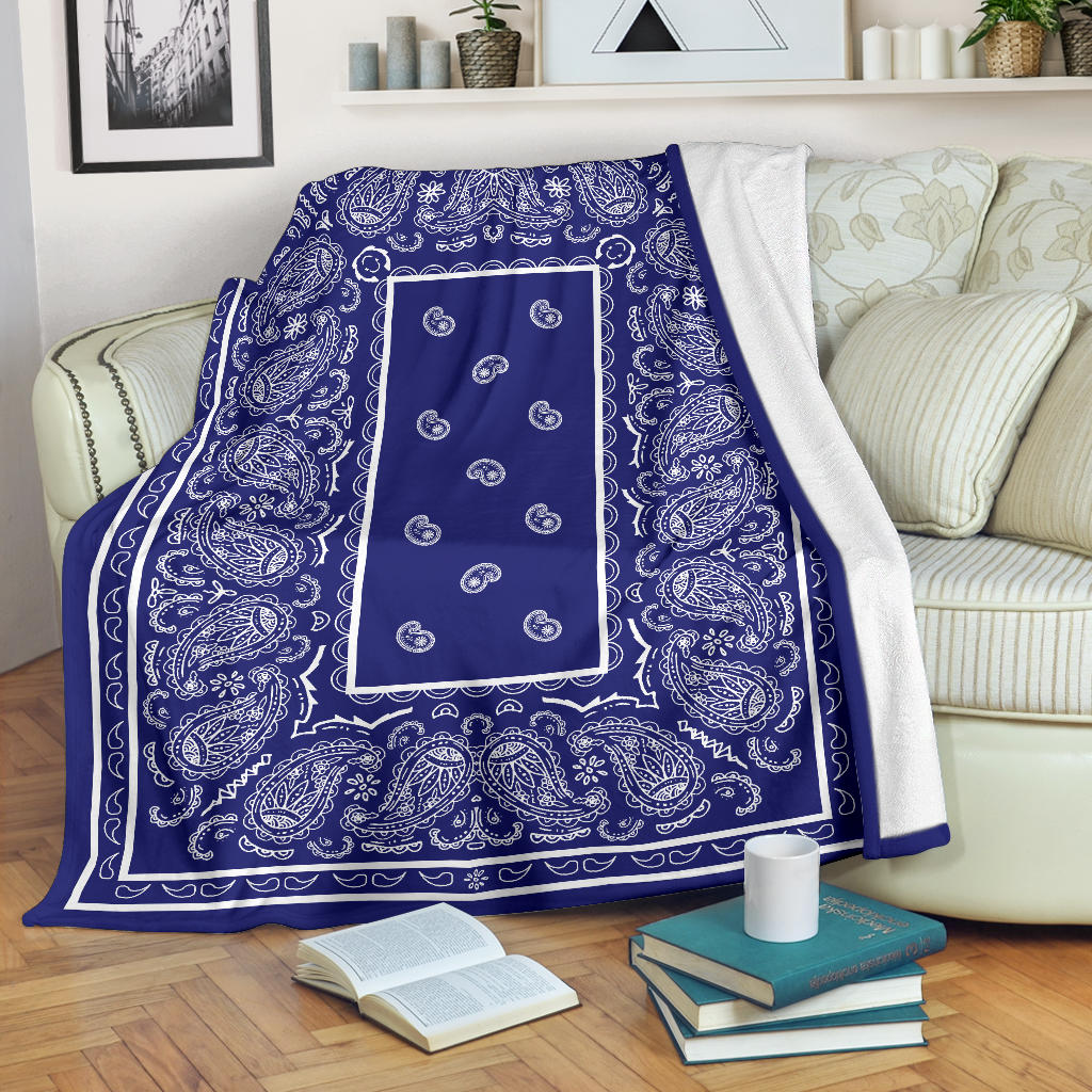 Blue Bandana Fleece Throw Blanket
