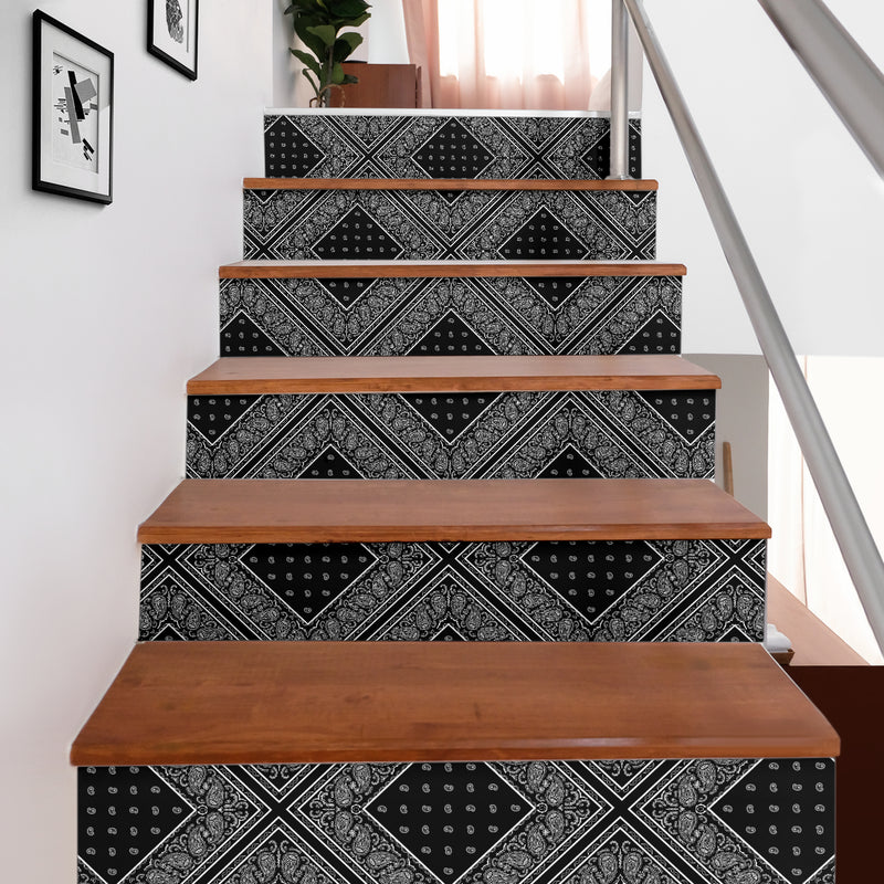 black bandana decorative stair stickers