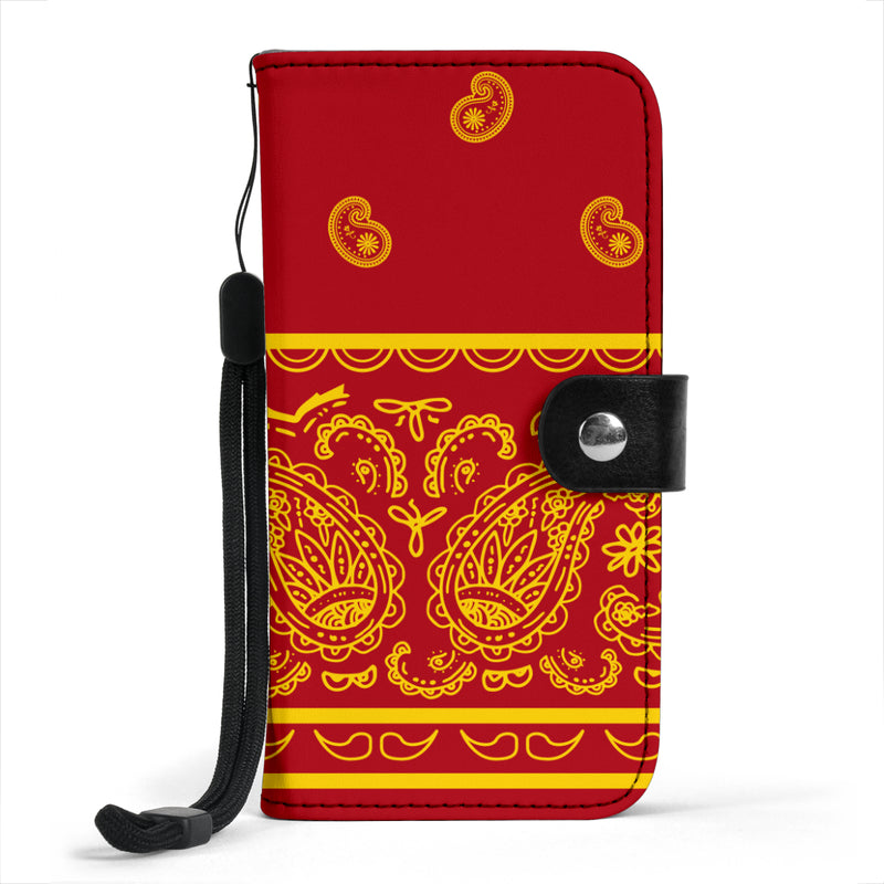 red and gold bandana phone wallet