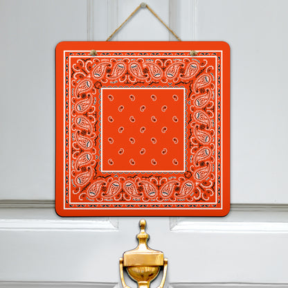 orange bandana door sign