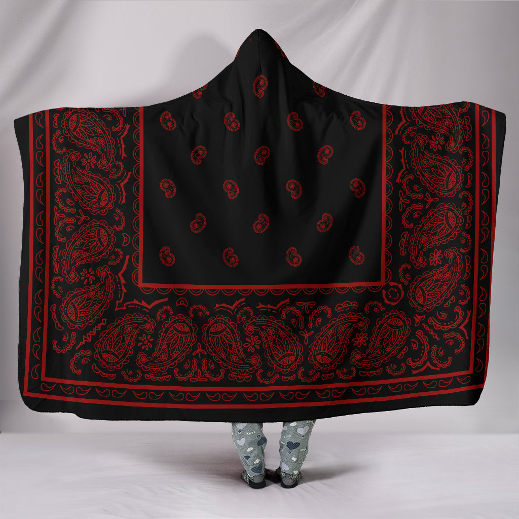 red and black bandana hooded blanket