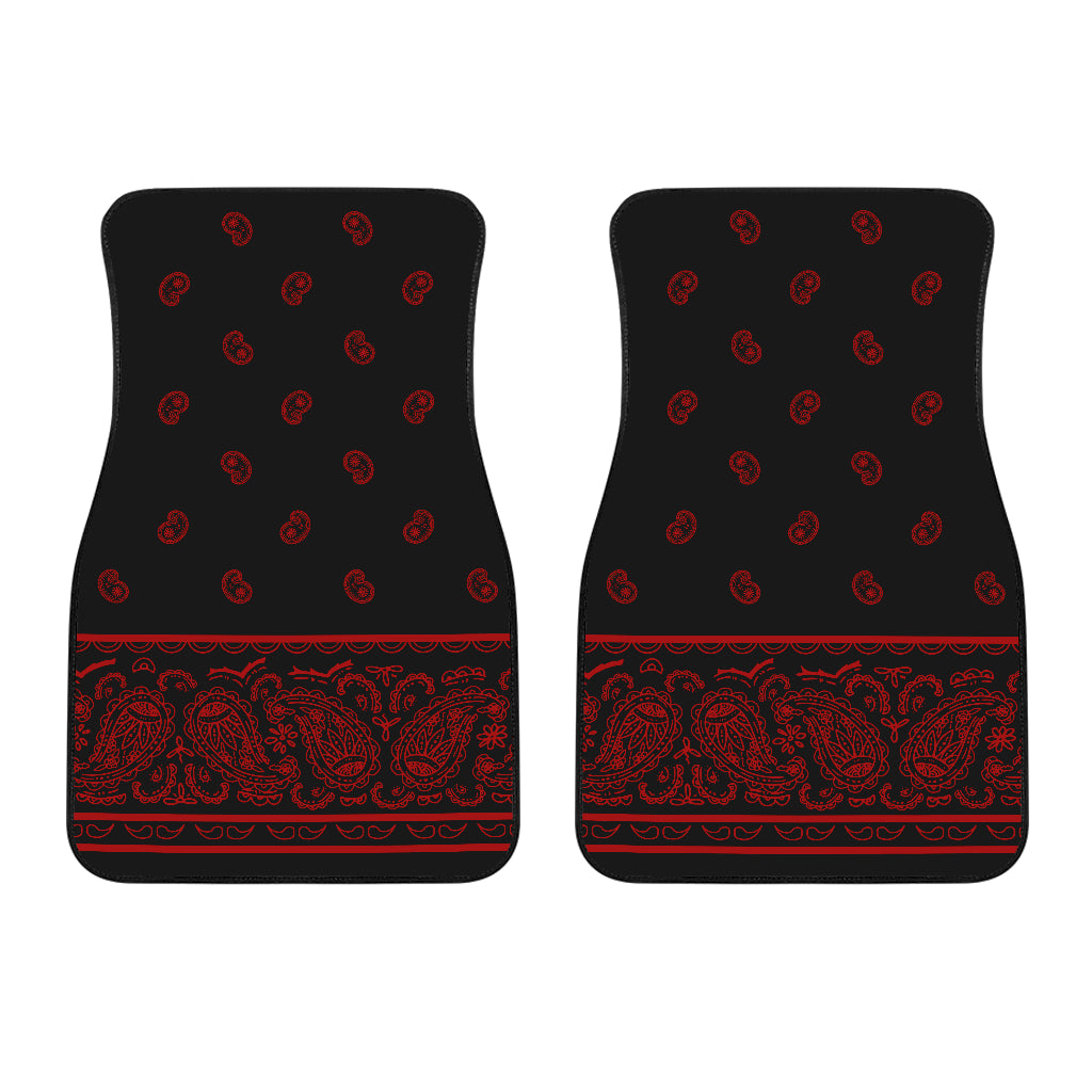 Dual Black and Red Bandana Car Mats - Fancy