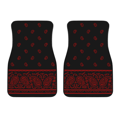 Dual Black and Red Bandana Car Mats - Fancy