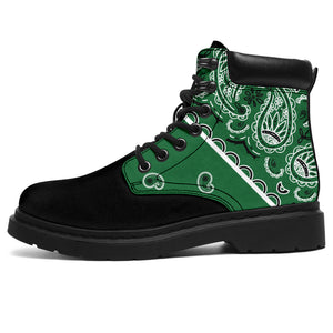 green and black bandana boots