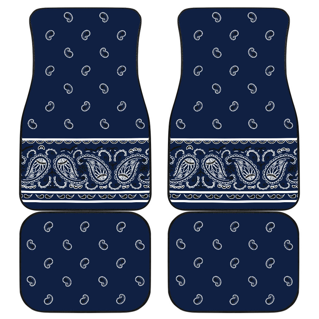 Quad Navy Bandana Car Floor Mats - Fancy