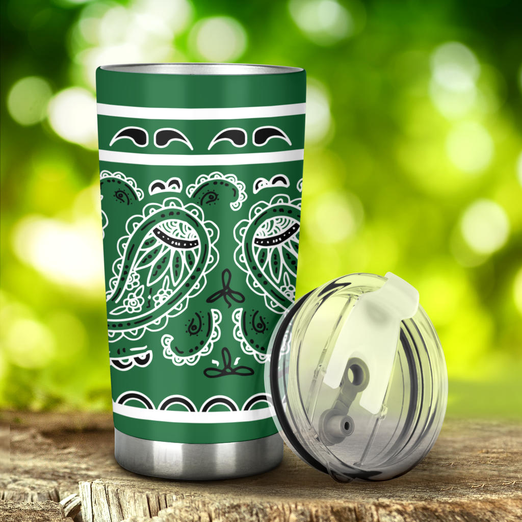 green bandana drink tumblers