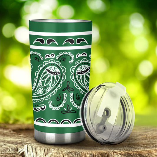 green bandana drink tumblers