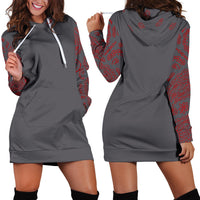 Front and back Gray and Red Bandana Hoodie Dress