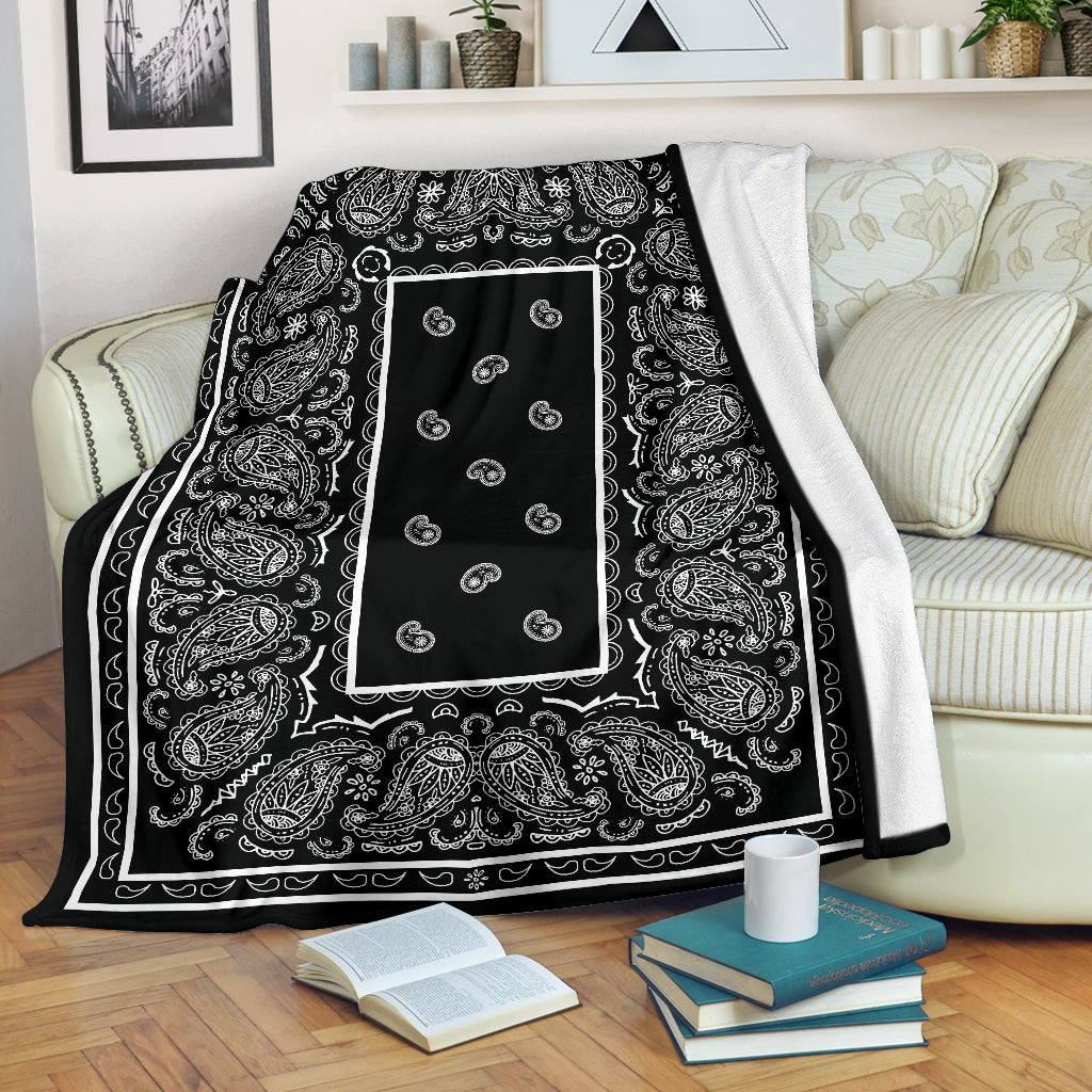 Black Bandana Throw Blanket
