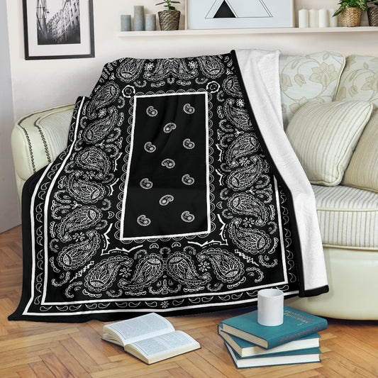Black Bandana Throw Blanket