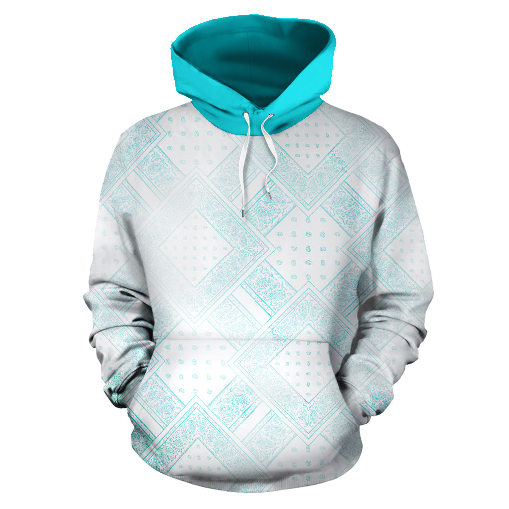 blue and white faded bandana hoodie