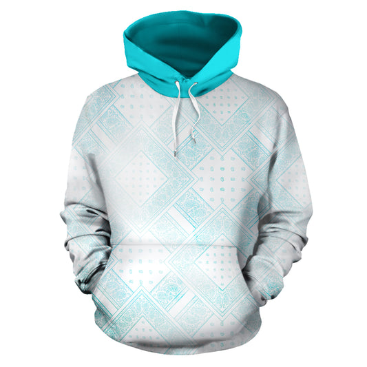 blue and white faded bandana hoodie