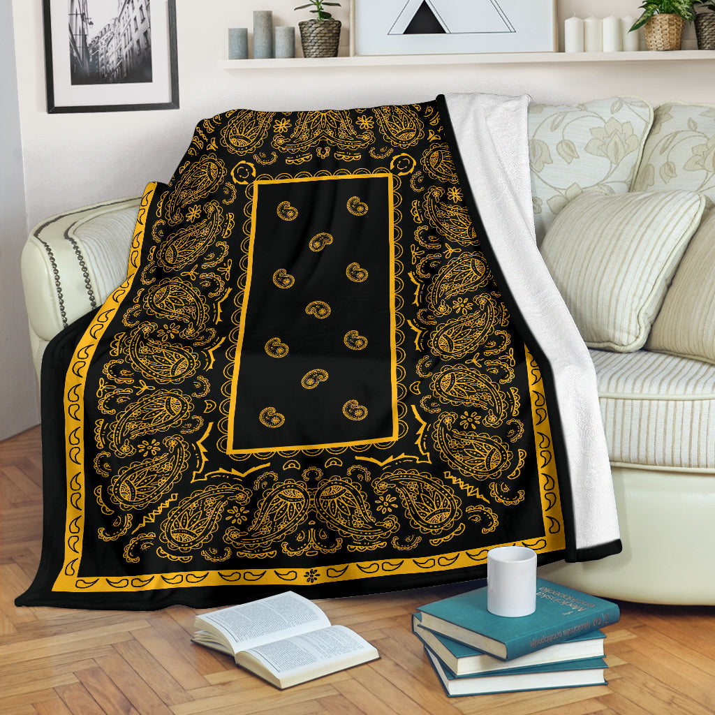 Black Gold Bandana Throw Blanket