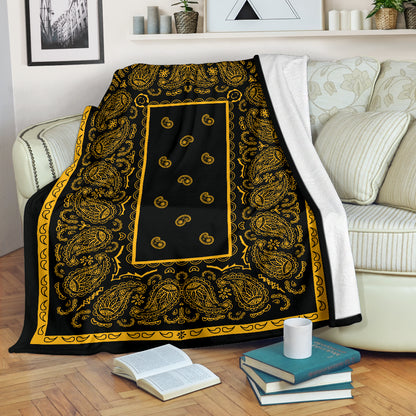 Black Gold Bandana Throw Blanket