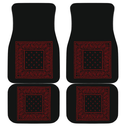 Quad Black and Red Bandana Car Mats - Minimal