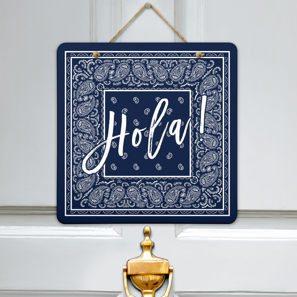 Hola Blue Bandana Door Sign