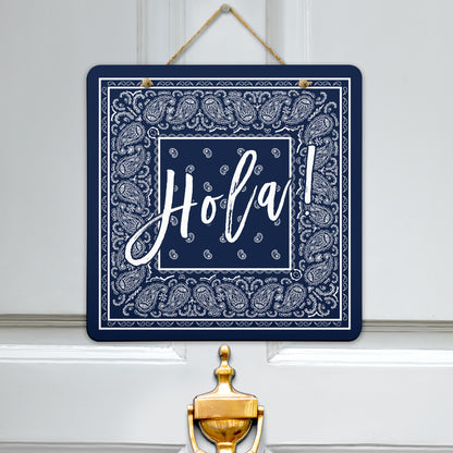 Hola Blue Bandana Door Sign