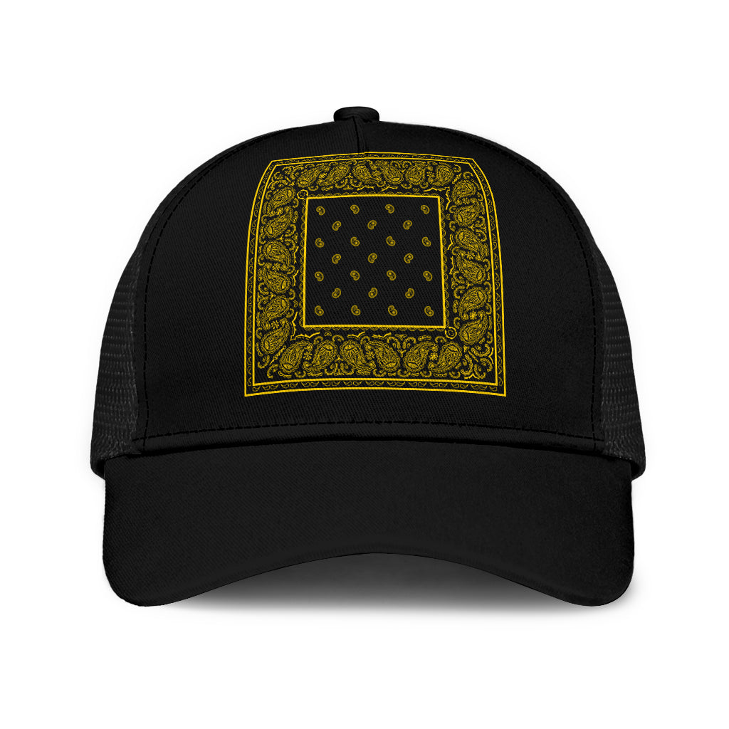 black and yellow ball cap