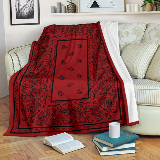 Red with Black Bandana Throw Blanket