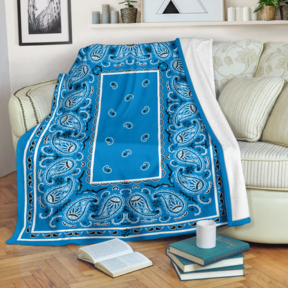 Sky Blue Bandana Throw Blanket