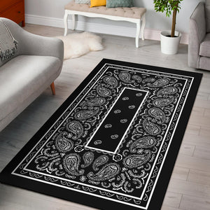 Black Bandana Area Rugs - Fitted
