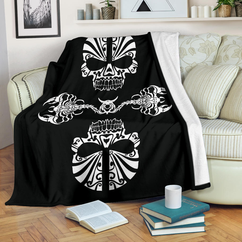 Skulls and Scorpions Tribal Fleece Throw Blanket