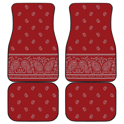 Quad Red and Gray Bandana Car Mats - Fancy