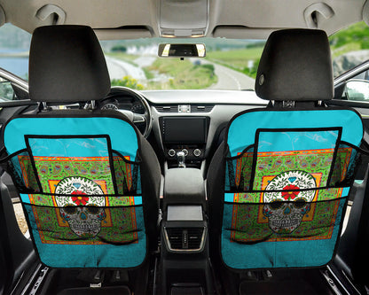 Festive Sugar Skull Bandana Back Seat Organizers