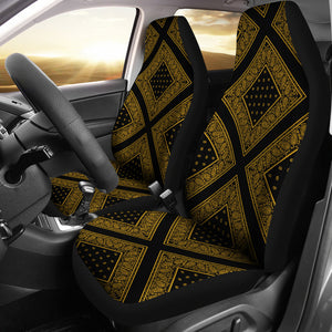 Black Gold Bandana Car Seat Covers - Diamond