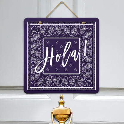 Purple bandana hola sign