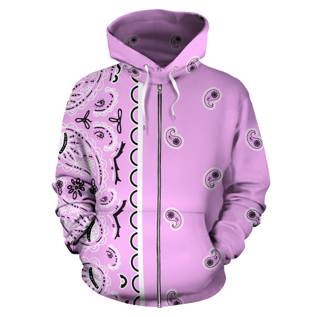 light pink bandana zip hoodie front view