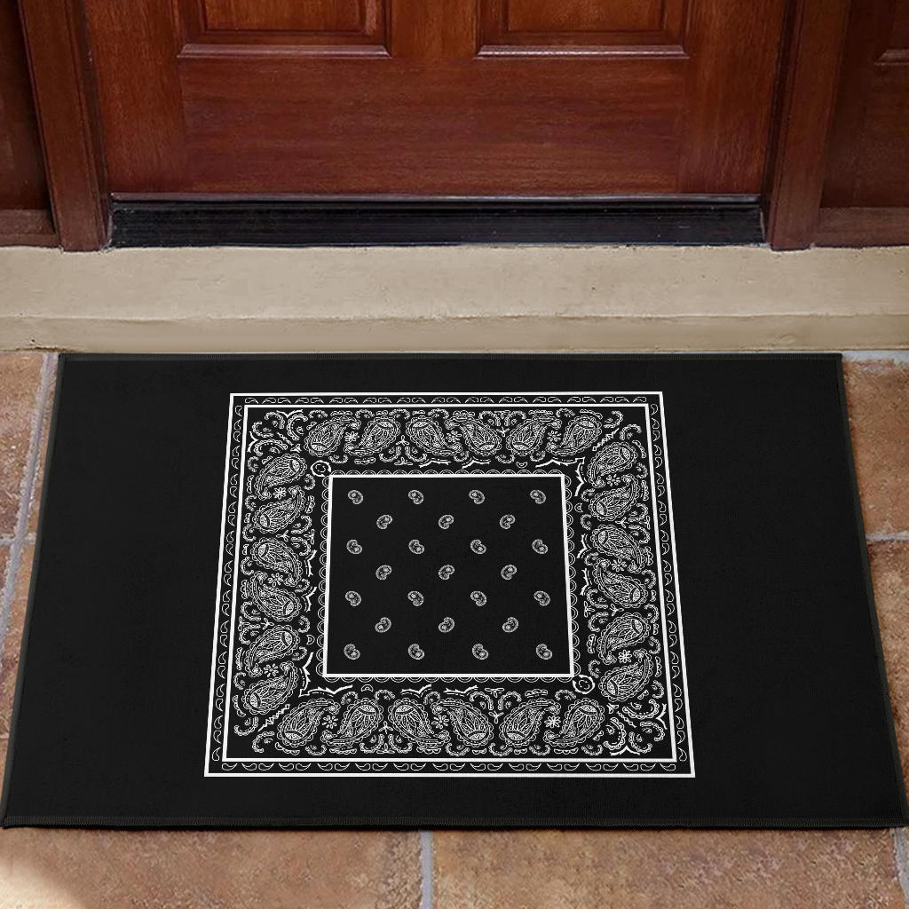 black bandana welcome mat