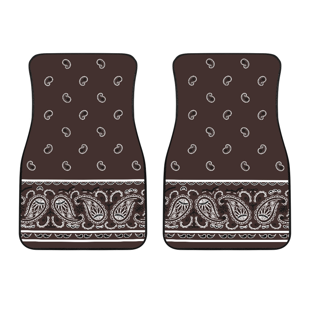 Dual Coffee Brown Bandana Car Mats - Fancy